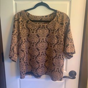 Size S oversized black and peach shirt.